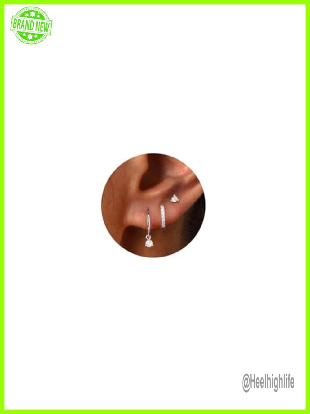 Sterling Silver Hoop Stud Earrings Set 3 Pairs Dainty Multiple Piercing